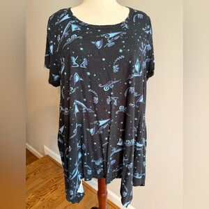 Disney x Torrid Moana Black/Blue Tunic Top - Torrid Size 4 (26, 4X)